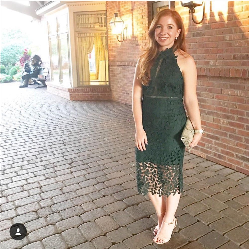 Nordstrom Bardot Green Lace Dress